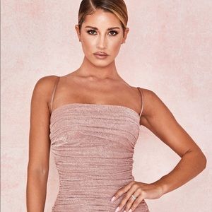 Ella - Pale Pink Sparkle Mesh Mini Dress